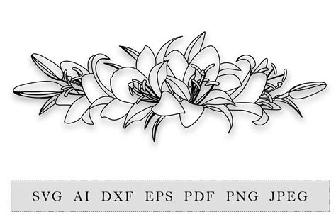 Bouquet Of Lilies Flowers Illustrations Design Bundles