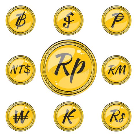 Flat Coins With Currency Symbols Stock Vector Illustration Of Bitcoin