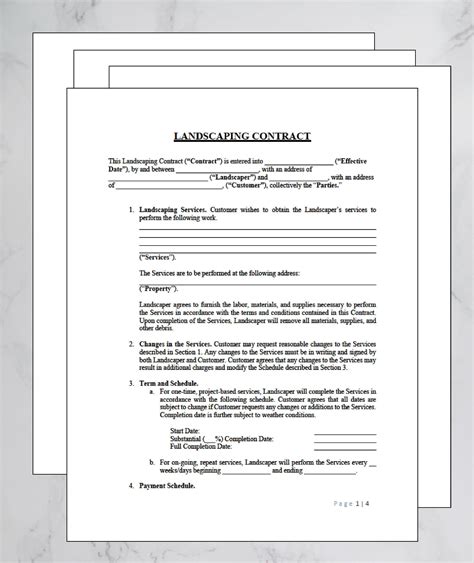 Simple Editable Landscaping Contract Template Word File Etsy