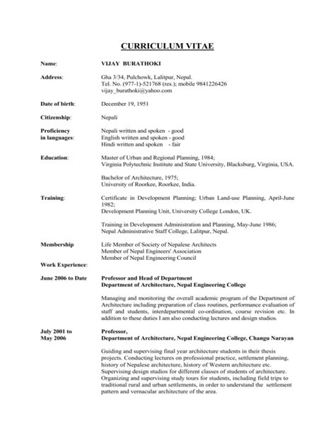 Cv Format Kathmandu Nepal Cv Format Cv Format For Stu