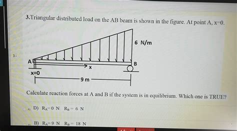 Solved 3triangular Distributed Load On The Ab Beam Is Shown