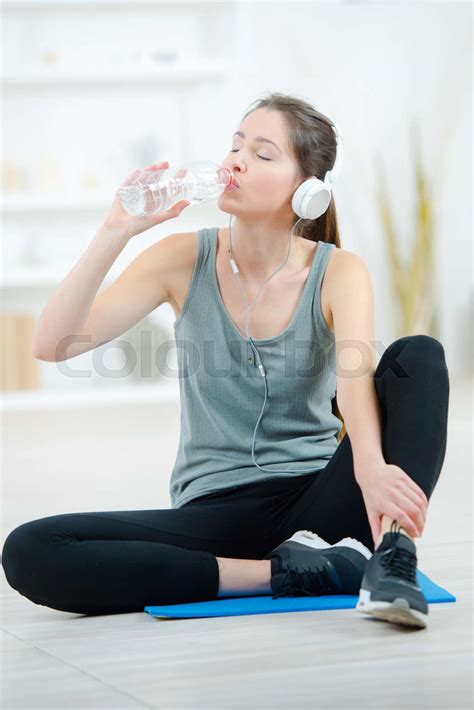 Drinking Enough Water During Exercise Stock Image Colourbox