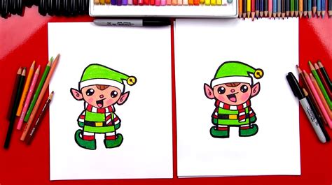 How To Draw A Cartoon Christmas Elf Art For Kids Hub