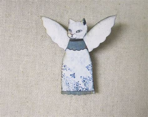 Cat Angel Pin Angel Brooch Pin Christmas Jewelry Collage Etsy