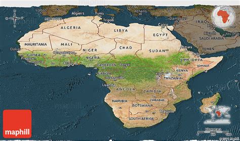 Satellite Panoramic Map Of Africa Darken