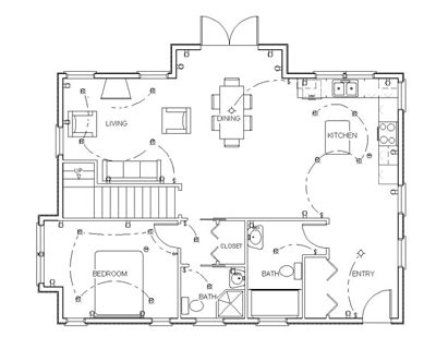 House plan blueprints include wall dimensions, the rafters layout, recommended material for construction, and key features of the layout. Make Your Own Blueprint | How to Draw Floor Plans