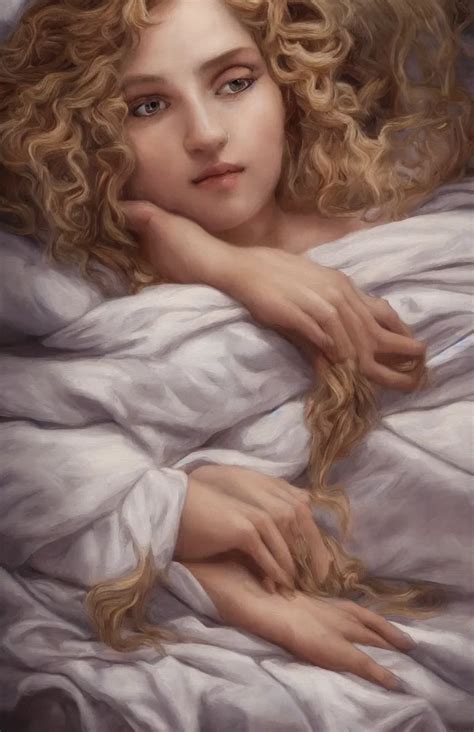 Expressive Painting Of A Woman With Long Curly Blonde Stable
