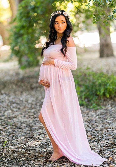 Mommy Jennie Maternity Dress Off Shoulder Long Sleeve Split Front