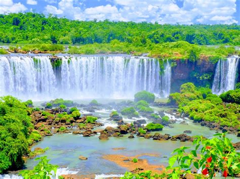 Iguazu Falls Waterfall In South America Of The Iguazu River On The