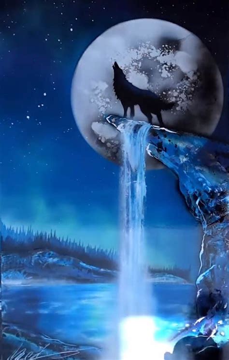 Howling Wolf On The Moonligh Moonlight Painting Wolf Artwork Wolf Painting