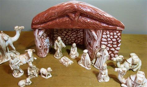 Victorian automobile chamber of commerce. 1977 CERAMIC Nativity set LARGE creche Macky 15 pcs creche ...
