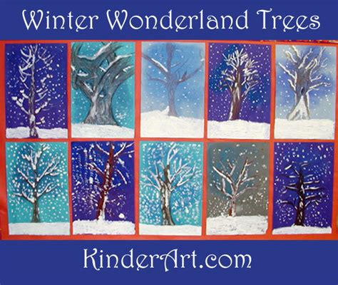 Winter Wonderland Covered Trees Art Lesson Plan Painting For Kids