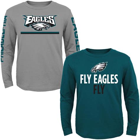 Youth Midnight Greengray Philadelphia Eagles Long Sleeve T Shirt 2 Pack
