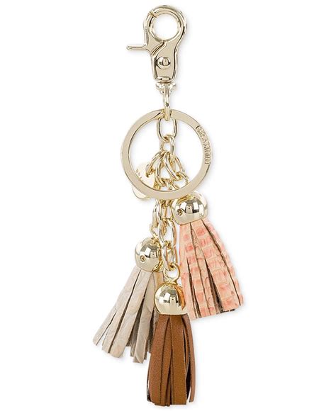 Brahmin Leather Melbourne Triple Tassel Key Chain Charm In Rose Pink