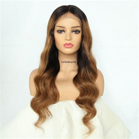 Beautiful Honey Brown Lace Wig With Blonde Highlights And Dark Roots