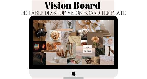 Digital Vision Board Template Canva 2023 Customizable Kit Goals Board