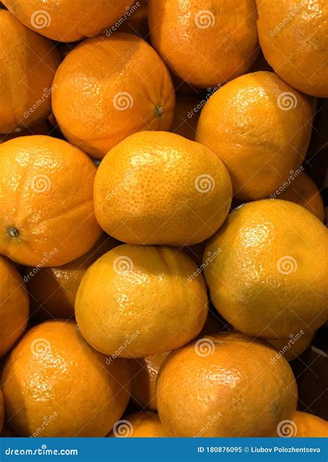 Photo Many Oranges On The Counter Supermarket Stock Image Image Of
