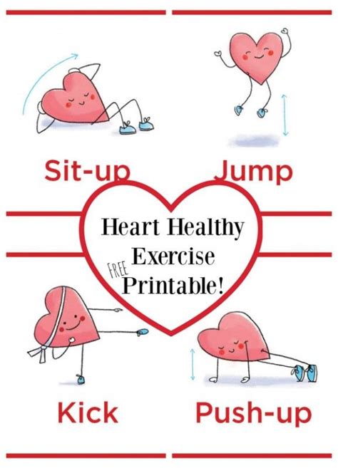 Heart Healthy Exercise Printable Free Heart For Kids Exercise For