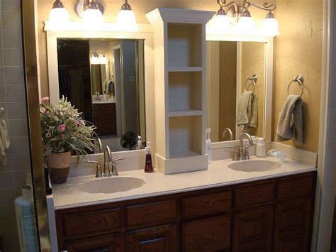 This fabulous champagne color frame has a nice classy look. How to Make a Large Bathroom Mirror Look Designer | Large ...