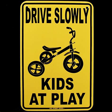 Drive Slow Kids At Play Metal Street Sign Child Safety Cautionchildren