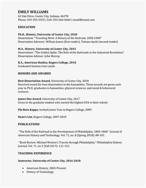 Curriculum Vitae Cv Format Guidelines With Examples