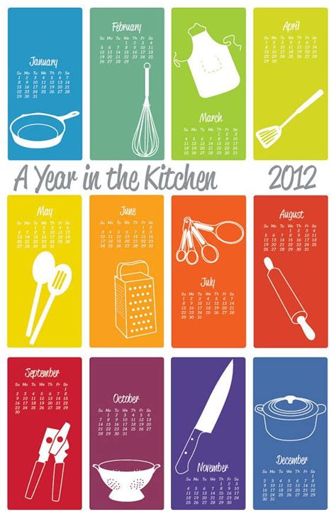 A Year In The Kitchen 2012 Poster Calendar Etsy Calendar Years