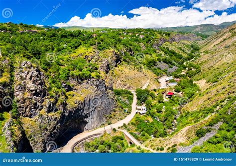 Die Garni Schlucht Mit Basaltsäulebildungen Armenien Stockbild Bild