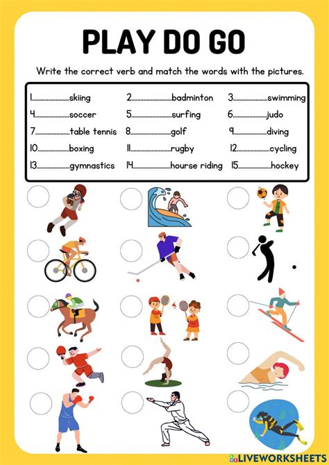 Play Do Go Sports Worksheet Summer Classes School Subjects Learn