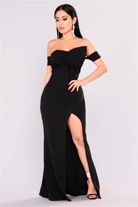 Reception Off Shoulder Dress Black