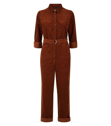 Rust Corduroy Belted Utility Jumpsuit | New Look | Only jumpsuit, Utility jumpsuit, Jumpsuit