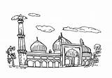 Mosque Coloring Coloringway sketch template
