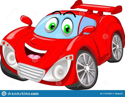 Funny Red Sport Race Car Cartoon Stock Illustration