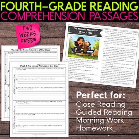 Free Fourth Grade Weekly Reading Comprehension Nonfiction And Fiction