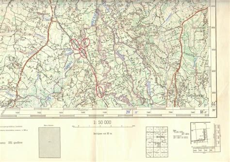 1951 Military Topographic Map Obrenovac Plan Belgrade Sava Kolubara