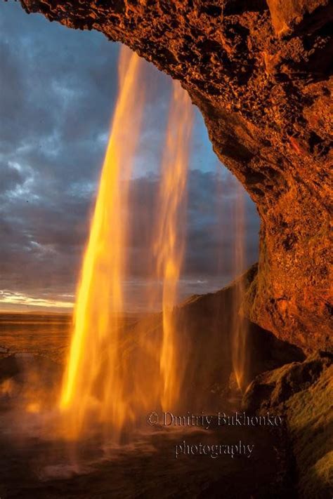 Waterfall Photography Sunset On Seljalandsfoss Prints Iceland Photo