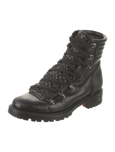 christian louboutin spike accents leather combat boots black boots shoes cht347291 the