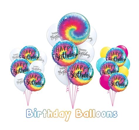 Tie Dye Balloon Happy Birthday Bundle Colorful Psychedelic Trippy