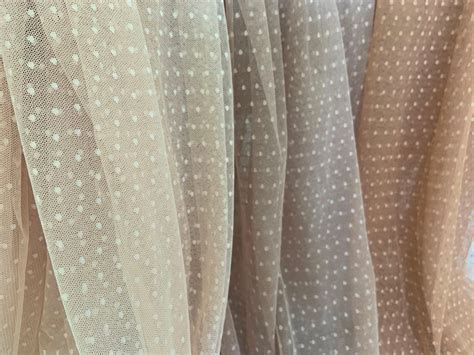 Nude Tone Tulle Fabric With Polka Dot Etsy