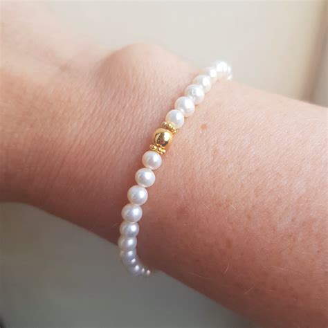 Small Freshwater Pearl STRETCH Bracelet Gold Fill Or Sterling Siver Mm