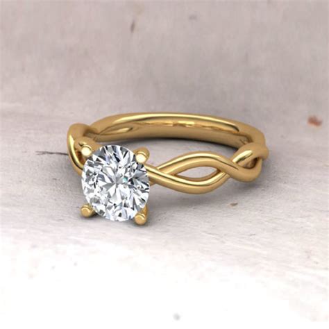 Yellow Gold Twist Band Diamond Solitaire Engagement Ring Christopher
