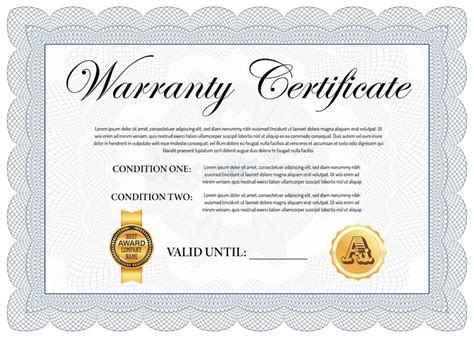 Formal Warranty Certificate Stock Illustrations 47 Formal Warranty