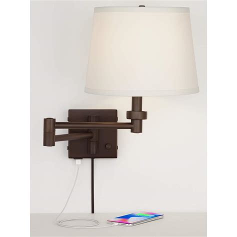 Vero Oil Rubbed Bronze Plug In Swing Arm Wall Lamp With Usb Port
