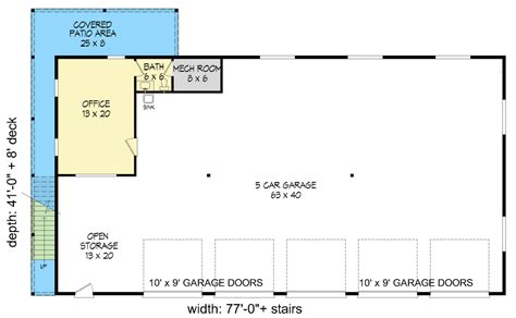 Spacious 2 Bed Barndominium House Plan With Deck 68626vr