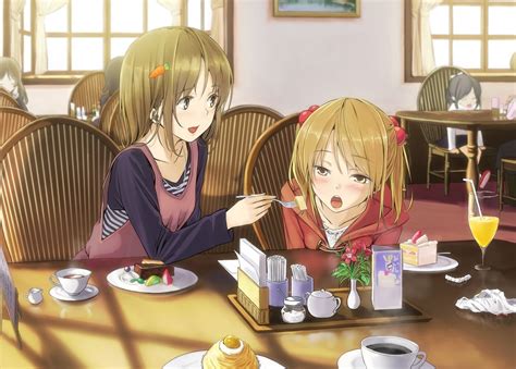 Two Girl Anime Character Sit On Chair Hd Wallpaper Wallpaper Flare