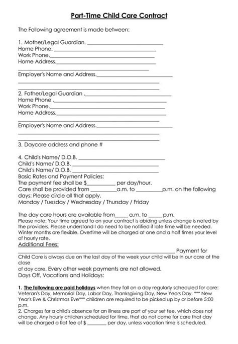 20 Free Child Care Daycare Contract Templates