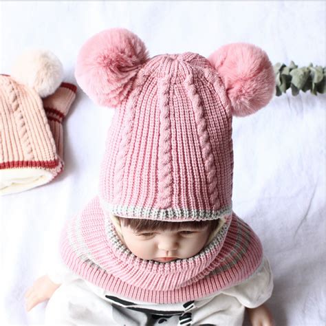 2pcs Baby Unisex Knitted Wool Hat Kids