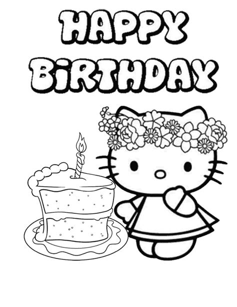 30th birthday cake with 7 candles. Hello Kitty Birthday Coloring Pages - Slim Image