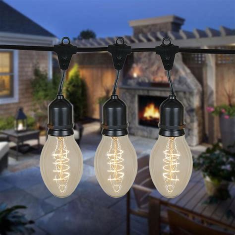 48 Foot S14 Edison Outdoor String Lights Suspended Commercial Grade
