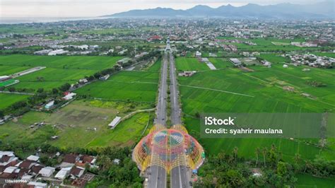 Aerial View Of The City Colorful Monument Tembolak Rainbow And Mataram