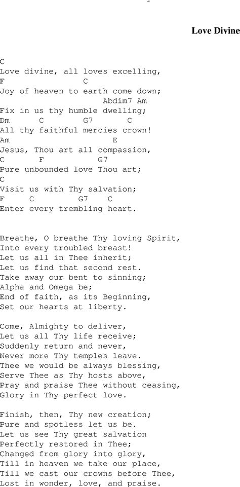 Love Divine Christian Gospel Song Lyrics And Chords